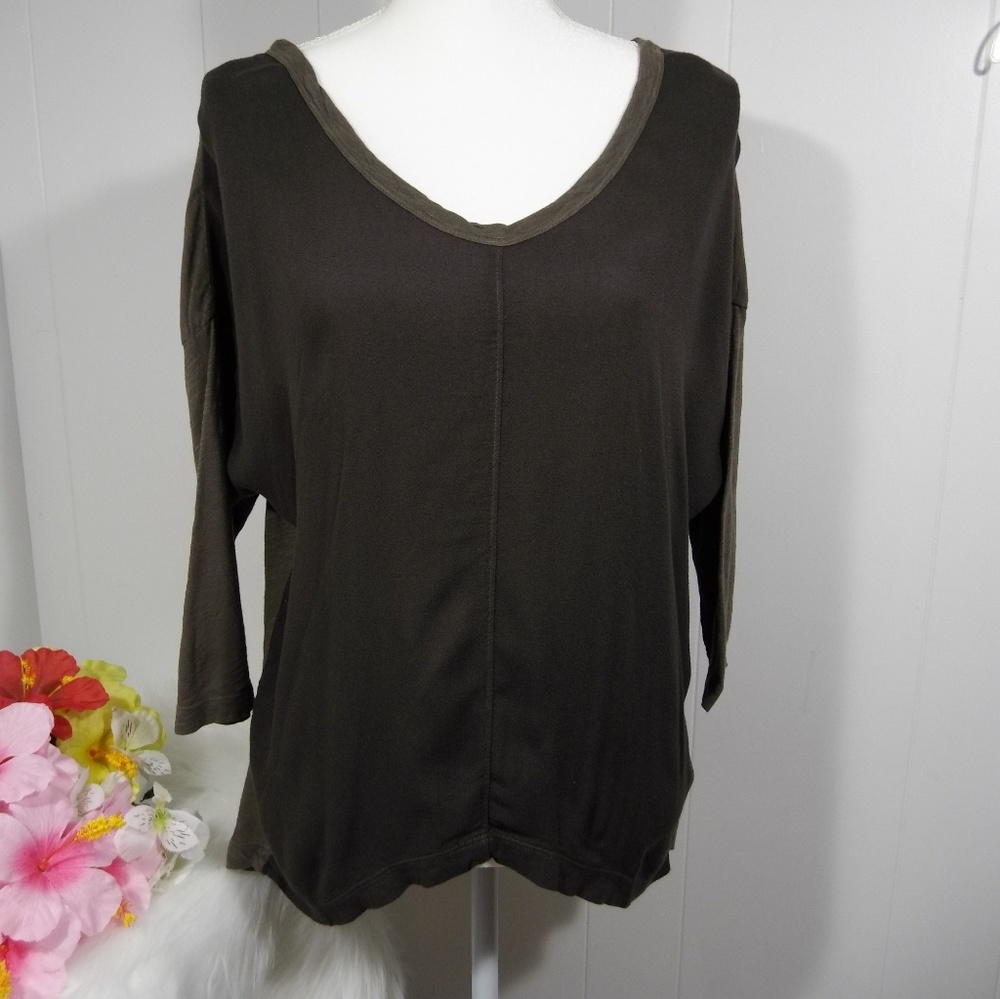 Anthropologie/ left of center brown shirt size S